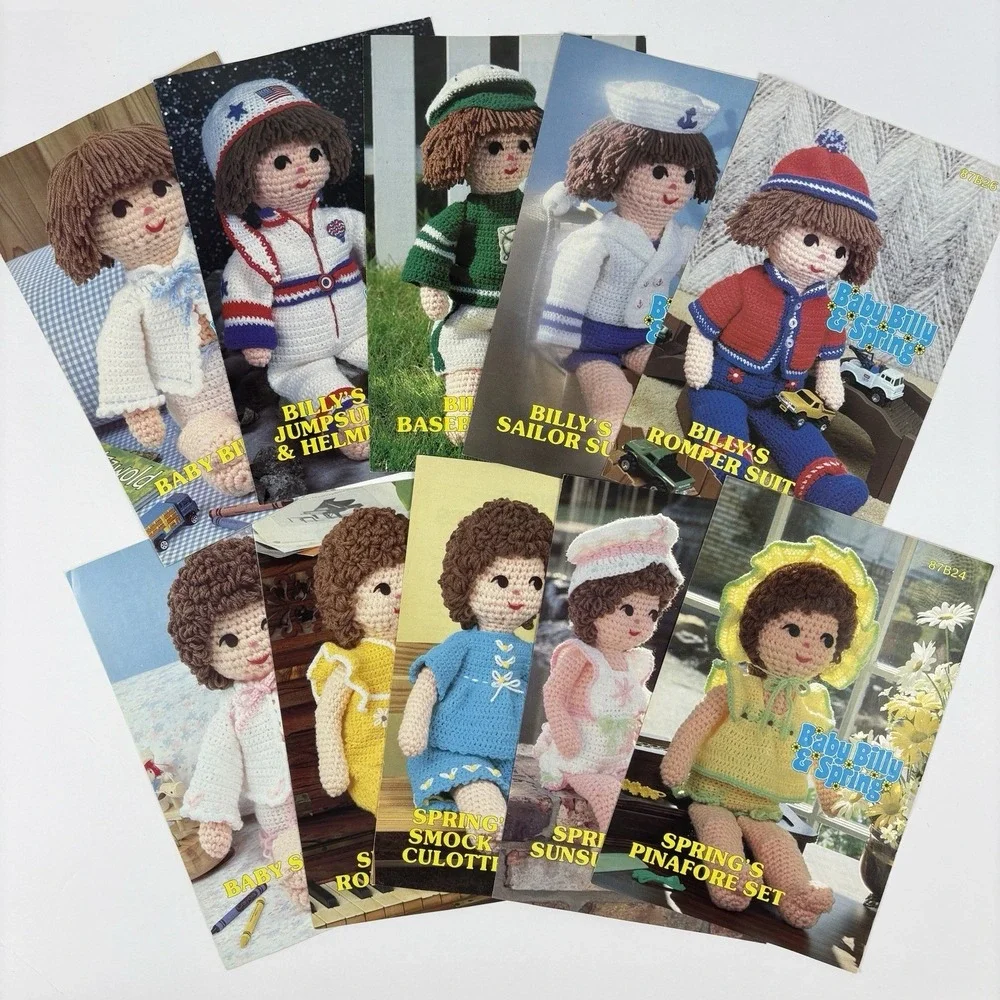 Annie's Pattern Club Soft Sculpture Doll Crochet Patterns Lot of 10 Billy Spring